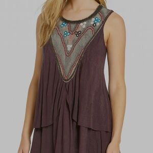 Free People Embellished Asymmetrical  Top